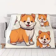 Cute Shiba Inu Dog Throw Blanket 50"X40" Soft Cozy Fleece Blanket Lightweight Warm Bed Blankets for Couch Sofa Bed Chair Home Decor All Seasons Blanket