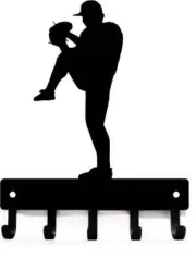 Baseball Pitcher Sports Key Rack Holder with 5 hooks - Made in USA