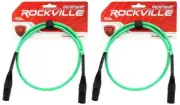 2 Rockville RCXFM3P-G Green 3' Female to Male REAN XLR Mic Cable 100% Copper