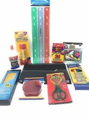 Back to School Supply Kit: Crayons, Pencils, Sharpener, Scissors, Rulers, Glue S