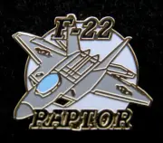 F-22 RAPTOR STEALTH FIGHTER HAT PIN US AIR FORCE AFB PILOT CREW WING SCRIPT