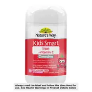 Natures Way Kids Smart Iron + Vitamin C 99.9% Sugar Free 50 Chewable Tablets