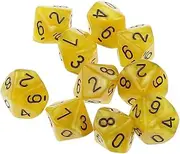Pack of 10 Pcs Ten Sided Dice Playing Board Game Yellow Nice and Deft