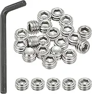 uxcell 3/8-16x1/4 Internal Hex Socket Set Grub Screws, 20 Pcs 304 Stainless Steel Cup Point Set Screw with Hex Key Wrench for Door Handles Bathroom Fixtures