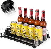 [WADY] Drink Organizer for Fridge - 3 Rows Soda Can Dispenser, Automatic Glide Organizer, Width Adjustable, Self-Pushing (Black)