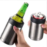 Beer Cooler Can And Bottle Stubby Holder | Triple Insulated Marine Grade Stainless Steel | Detachable 3-in-1 Opener | Works As A Tumbler | Gifts For B