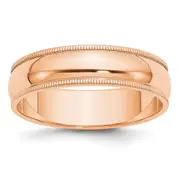 Solid 10K Yellow Gold Rose Gold 6mm Milgrain Half-Round Wedding Men's/Women's Wedding Band Ring Size 8.5