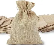 50Pcs Burlap Bags, Mini Gift Bag Jewelry Pouches Packing Storage Candy Bags Favor Jute Sacks for Wedding Party Birthday Shower Jewelery DIY Craft with Drawstring, 5.0 x 4.0 inch