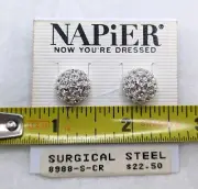 Napier new VTG pierced earrings surgical steel stud w/ rhinestones