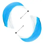 1 Pair Dance Silk Veil Poi with Throw Ball 79" x 32", Blue&White Gradient