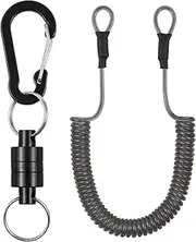 Labymos Tool Lanyard Bungee Cords with Carabiner Clips Strong Magnetic Net Release for Fly Fishing with Quick Release Carabiner and Stretchable Spring Cord