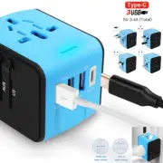 International Travel Adapter 3 USB & Type-C Wall Power Charger 3.4A World Plug