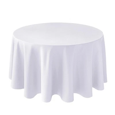 Textured Fabric Round Tablecloths 108", White Water Resistant Table Cloth Cir...