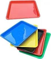 BELLIFFY 6Pcs Plastic Rectangular Trays Storage Holder Versatile Mini Containers for Home Classroom Organization Easy to Clean Random Colors