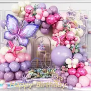 Neon Rainbow Balloon Arch Set Featuring Hot Pink Sky Blue And Yellow Balloon Garlands Perfect For Summer Tropical Barbecue Party