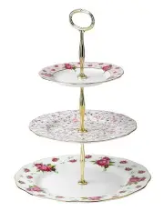 [Royal Albert] New Country Roses 3 Tier Cake Stand White