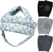 Baby Safety Helmet Toddler Protector Adjustable Cap Soft Cotton Cushion Full Head Protection with Knee Pads, A Bump-Free Safety Hood for Your Baby to Learn to Crawl, Walk & Run