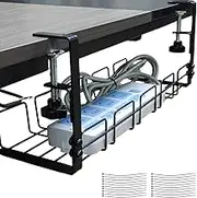 2 Pack Under Desk Cable Management Tray,Cable Management Kit,Cable Organiser,Electrical Cable & Wire Management,Cable Tray Under Desk,Desk Wire Organizer,Cable Racks,Cable Tray Basket