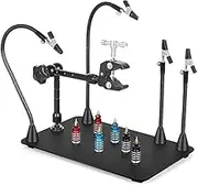 Magnetic Helping Hands Third Hand Soldering Work Station | EXtra Large & Heavy Duty Base Plate | Flexible Arms | 360 Hot Air Gun Holder (Helping Hand with Magic Hand)