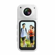 Thumb Action Camera 2.7K HD Display Vlogging Camera 180 Degree Lens Angle Compact Small Camcorder for Cycling Motorcycle Travel Pet Walking(White)
