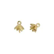 4 Gold Plated Sterling Silver Flower Pearl Cup / Bead Cap Eye Pin Beads #97569