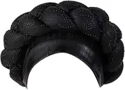 [Generic] Muslim Ruffle Cancer Wrap Cap African Turban Head Wrap Braid Beanie Cap Headwear Crystal Head Turbans for Women Girls