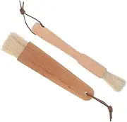 Kisangel BBQ Grill Cleaning Brush Set Natural Bristles Wood Handle Easy to Clean Use