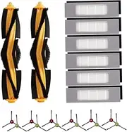 Replacement Parts Compatible with Ecovacs Deebot OZMO T9 T8 T8 Max T8 AIVI T5 N8 N5 Series Robot Vacuum Including 2 Main Roller Brushes, 6 Filters, 6 Side Brushes Roller Brush