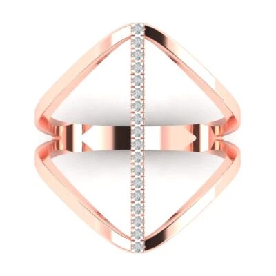 0.1Ct Round Cut Clear Gemstone Solid Gold Statement Engagement Promise Ring
