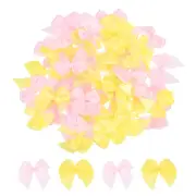 50Pcs Mini Ribbon Bows 1" Mini Fabric Satin Ribbon Flower Bows Pink & Yellow