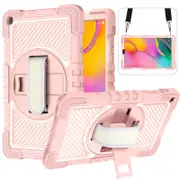 Rugged Stand Shockproof Hybrid Case with Strap For Samsung Tab A 10.1 (Peach)