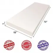 Upholstery Foam Cushion Sheet, 1"x15"x72" - High Density Support Premium