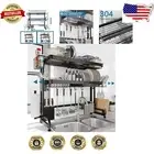 Space-Saving Over Sink Dish Rack with Adjustable Width & Utensil Holder - Black