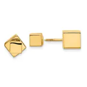 14K Yellow Gold 5mm/7mm Cube Front & Back Post Screwback Earrings