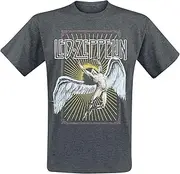 [Led Zeppelin] T Shirt Icarus Colour Band Logo Official Mens Dark Heather