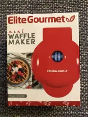 NEW Elite Gourmet EWM015R Electric Nonstick Mini Waffle Maker Belgian Personal