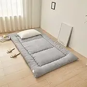 WEQOJKSHLL Japanese Folding Soft Mattress Tatami Floor Mat Futon Single Double Fluffy Student Dormitory, Super Soft Roll-Up Floor Mat Ideal for Sofa Or Bed Perfect for Home Or Travel,Grey,90x200cm