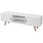 High Gloss TV Stand Entertainment Unit With 2 Cabinets Open Compartments White