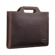 Vintage Leather Crossbody Briefcase - Dark Coffee