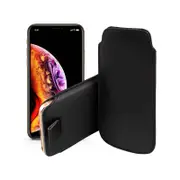 MEZON Apple iPhone SE 2020 (4.7") Black Pull Tab Slim PU Leather Pouch Sleeve Case