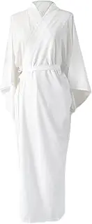 [Wedhapy] Japanese Kimonos for Women Solid White Traditional Japanese Kimono with Belt One Size Japanese Robe Length Sleeves Yukata Lining Pajamas for Spa Hospital