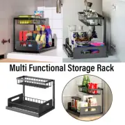 Under Sink Organizer 2-Tier Under Kitchen Bathroom Rustproof Sink Pull Out Shelf