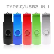 2 in 1 TYPE-C for Mobile Phone USB Flash Drive 64GB Rotatable Black Memory Stick