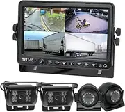Elinz 7" DVR Quadscreen 4 Camera Package Kit 360 View Reversing Forward Side 12V 24V Bus Truck Caravan 4 Cameras Night Vision Heavy Duty