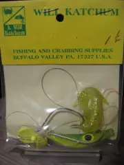 Katchum 1.5 Oz Willie Rig 2 Fish Hooks Spinner Green Banana Jig Gold Flake Grub