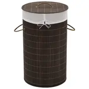 Bamboo Laundry Bin Round Dark Brown vidaXL
