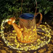 Solar Watering Can Fairy Lights with Cascading Outdoor Garden Decor, Waterproof Butterfly Hanging Lanterns Yard Patio Lawn Porch Decorative Outside,Mothers Birthday Day Gifts for Mom Women Grandma