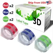(2Red+2Blue+2Green) LabelTape Fit For Dymo 20008 Dymo 15447 Label Makers