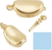 GOMAKERER 1Pc 925 Sterling Silver Bean Shaped Clasp, 17.5x8.5x5mm Necklace Clasp Extender Clasps End Clasps Connectors with 2 Loops for DIY Bracelet Necklace Jewelry, Golden