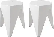 Artiss in Set of 2 Bar Stools, Plastic Foot Stool Chair Small Floor Chairs Stacking Puzzle Sitting Footstool Seat Home Bedroom Furniture Outdoor Garden Office Cafe, Sturdy White